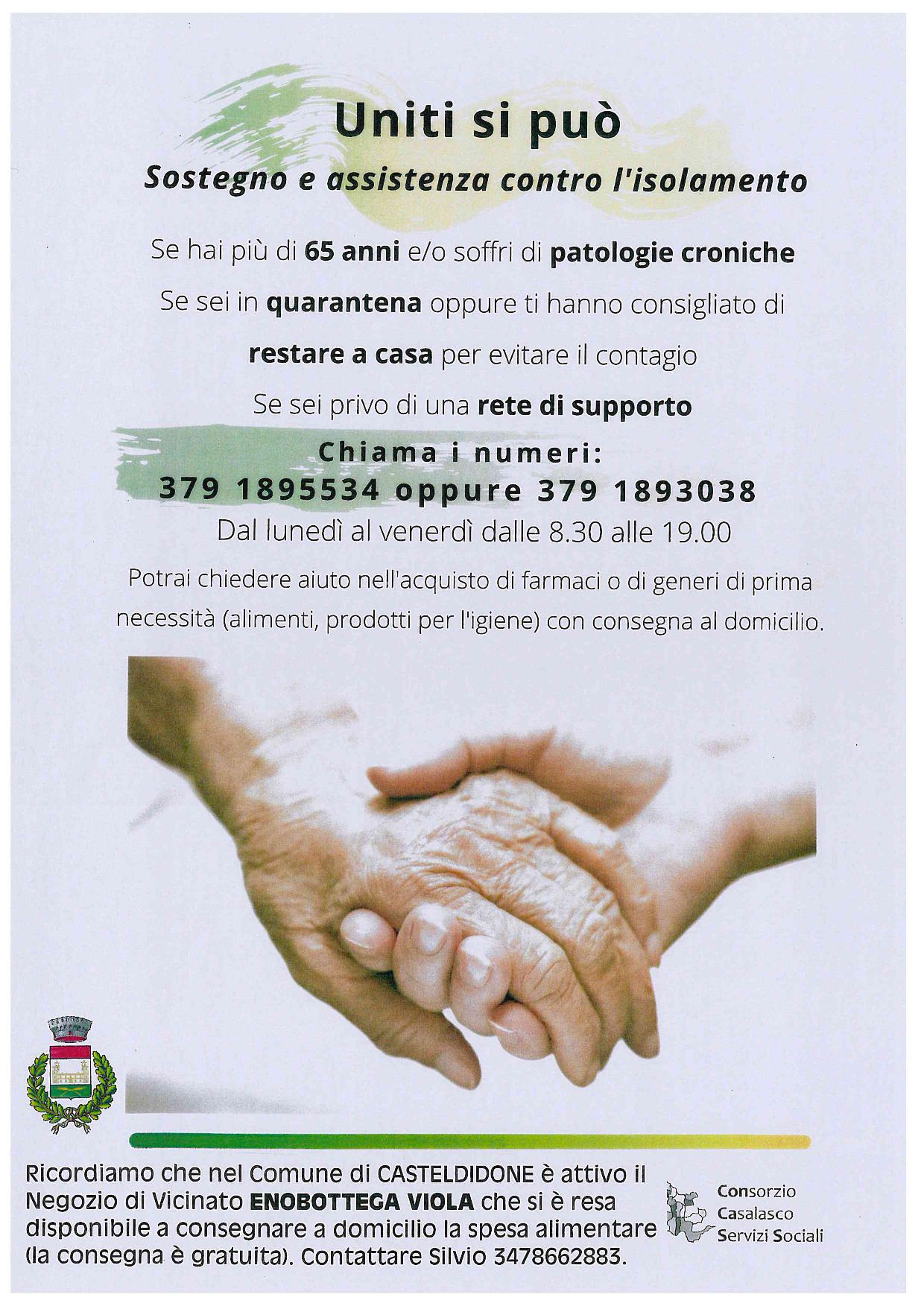 Uniti si puo'  sostegno e assistenza contro l'isolamento